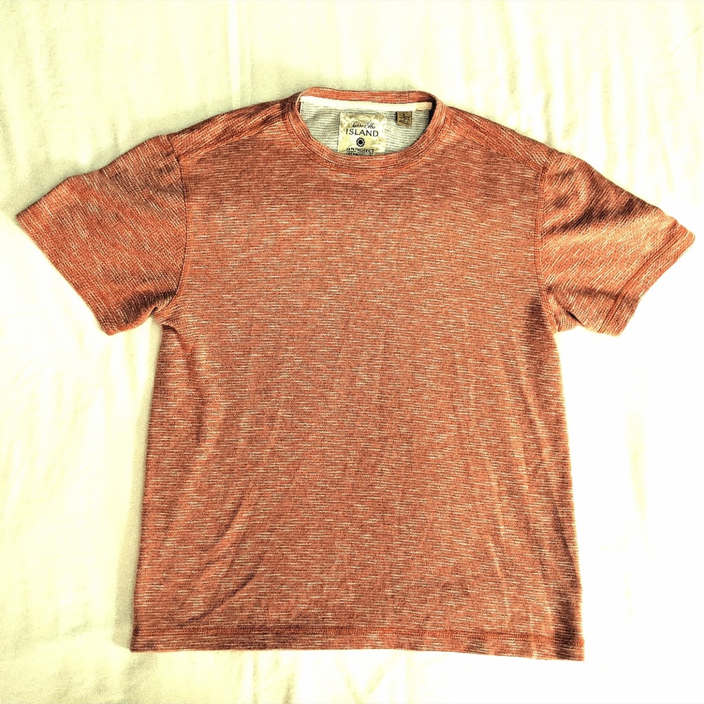 Tasso Elba ISLAND Orange Marled Crew Neck Shirt